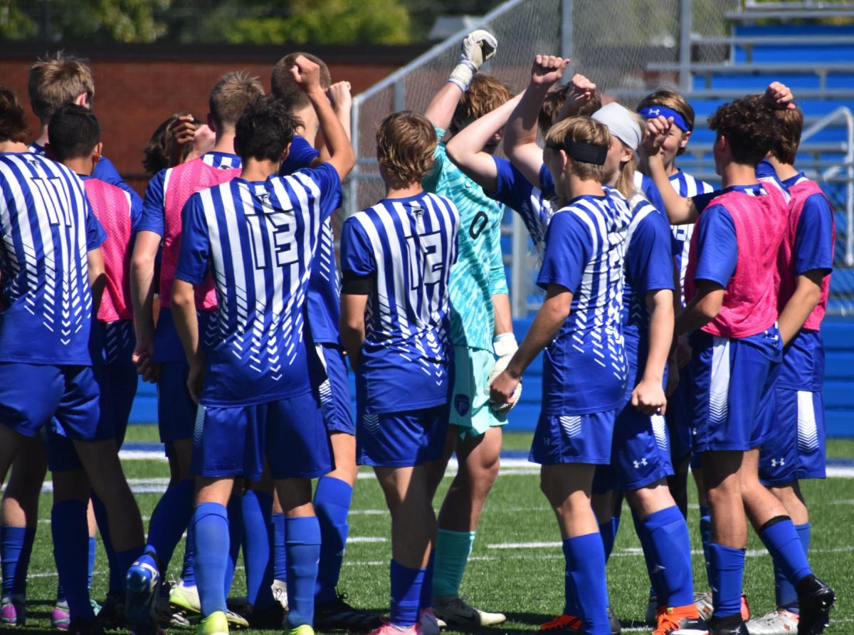 The Amherst Boys Soccer team celebrates another win.