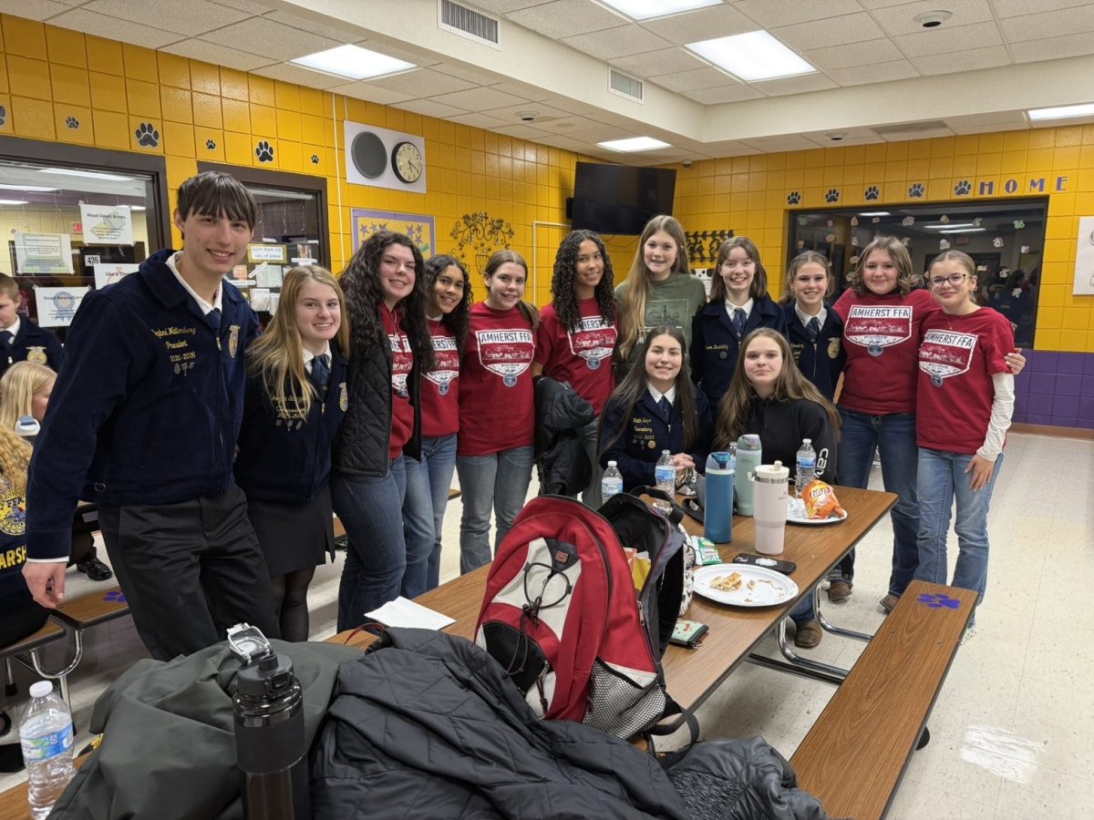 Amherst FFA members at Pittsville High School for the District 19 Leadership Development Event competition. 